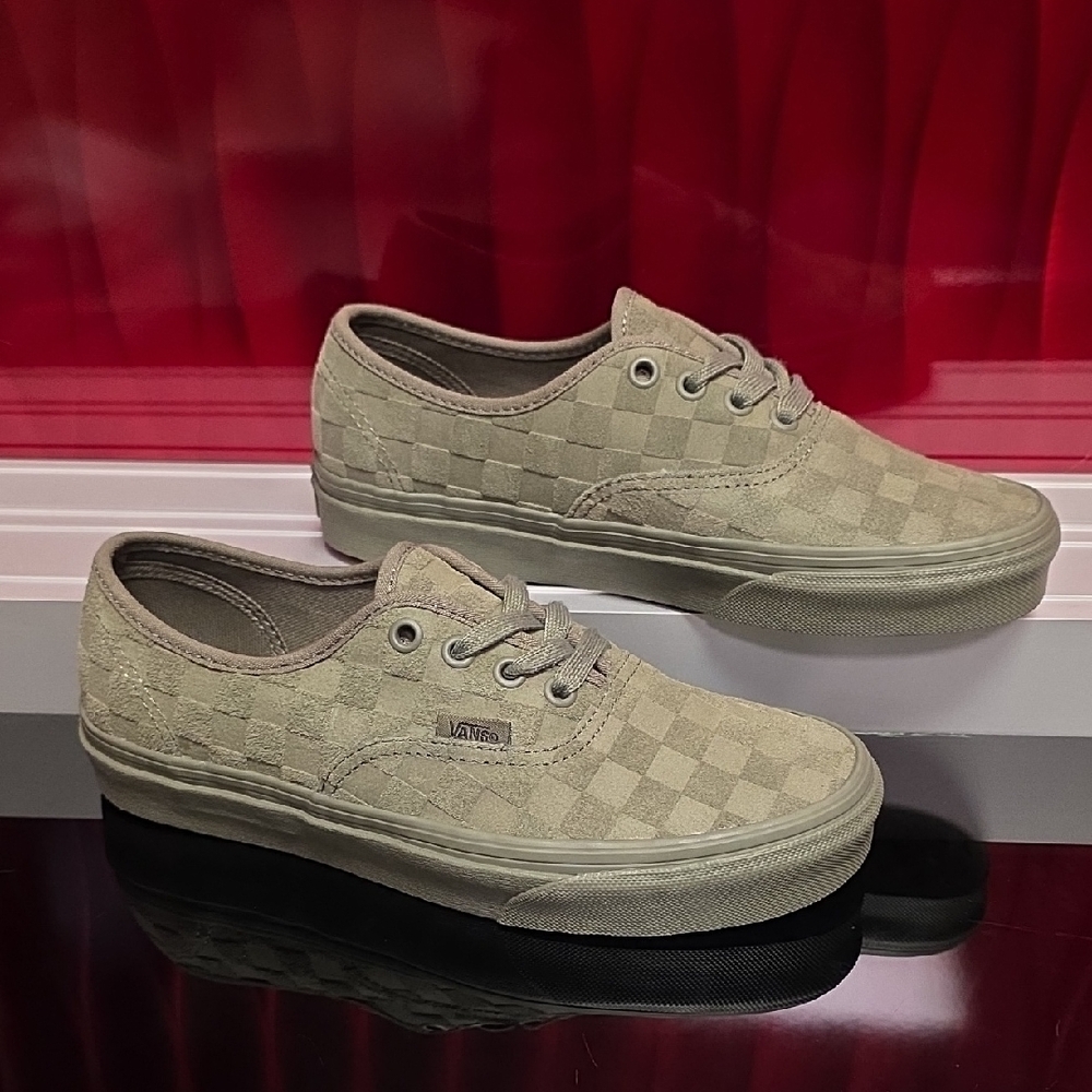 Vans Authentic Mono Checkerboard Olive Men’s 5.5 Women’s 7.0 New